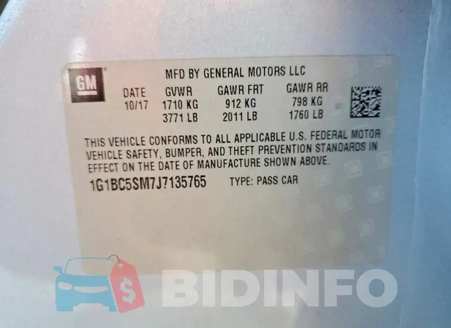 1G1BC5SM7J7135765 Photo# 12