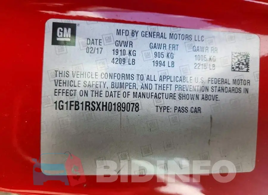 1G1FB1RSXH0189078 Photo# 13