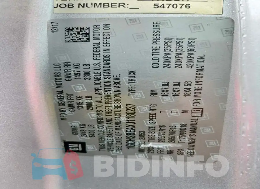1GCHSBEAXJ1180237 Photo# 12
