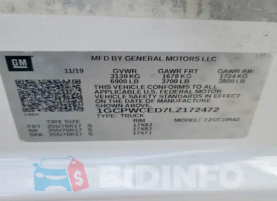 1GCPWCED7LZ172472 Photo# 13