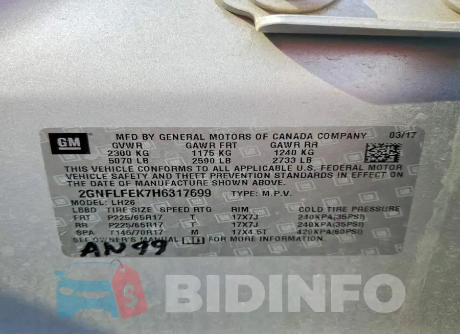 2GNFLFEK7H6317699 Photo# 13