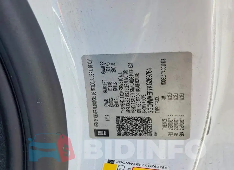 3GCNWAEF7KG269764 Photo# 12