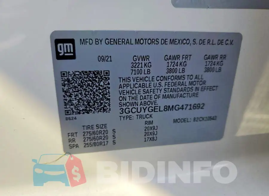 3GCUYGEL8MG471692 Photo# 13