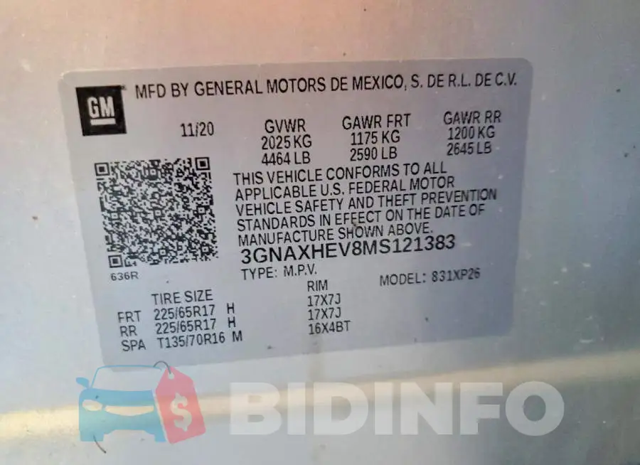 3GNAXHEV8MS121383 Photo# 13