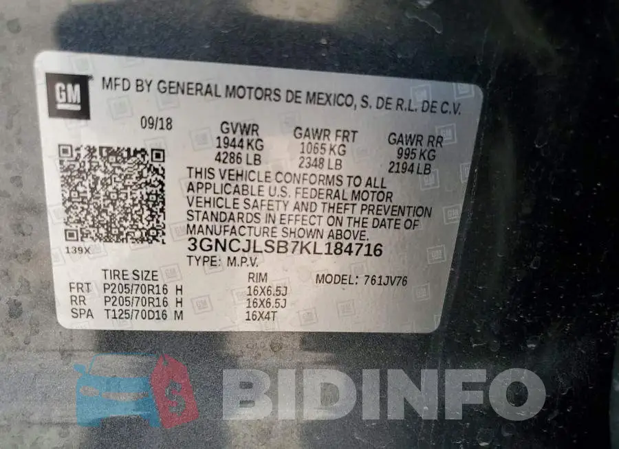 3GNCJLSB7KL184716 Photo# 12