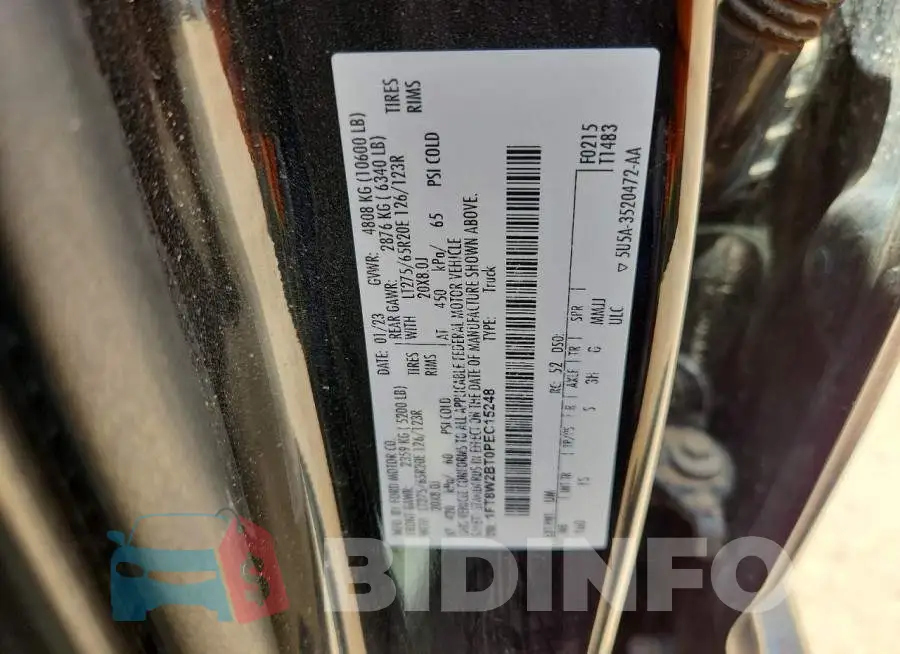 1FT8W2BT0PEC15248 Photo# 12