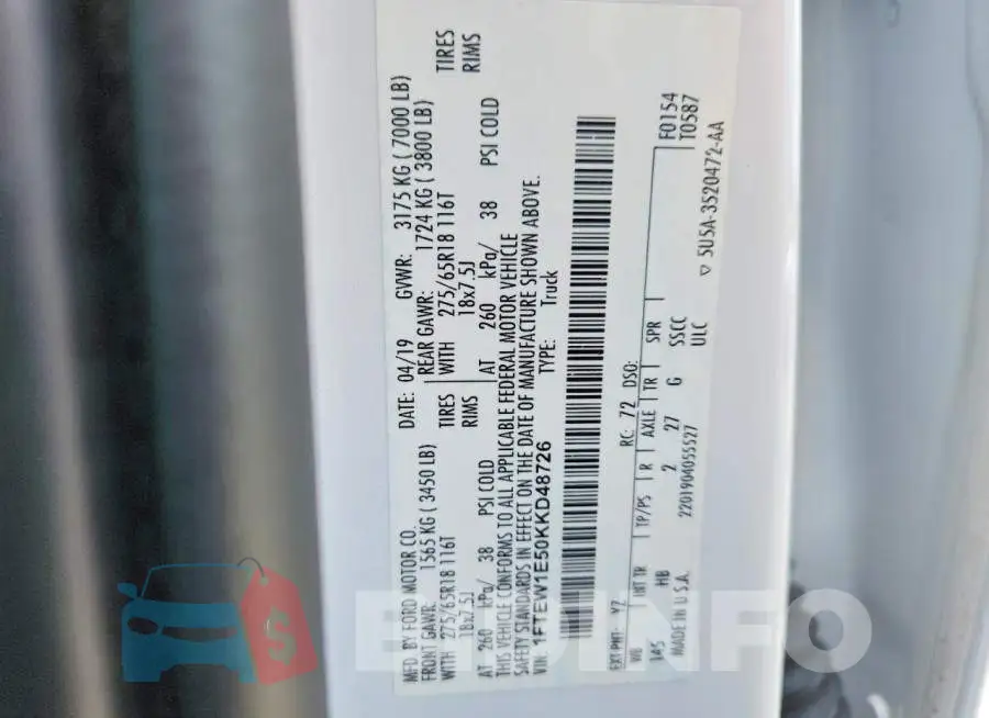 1FTEW1E50KKD48726 Photo# 12