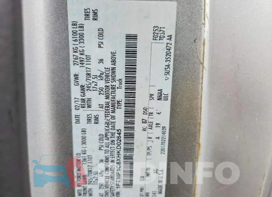 1FTMF1C8XHKD02645 Photo# 12