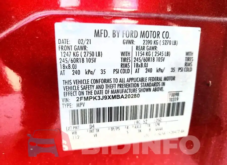 2FMPK3J9XMBA20280 Photo# 13