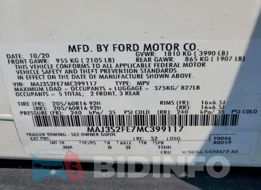 MAJ3S2FE7MC399117 Photo# 13