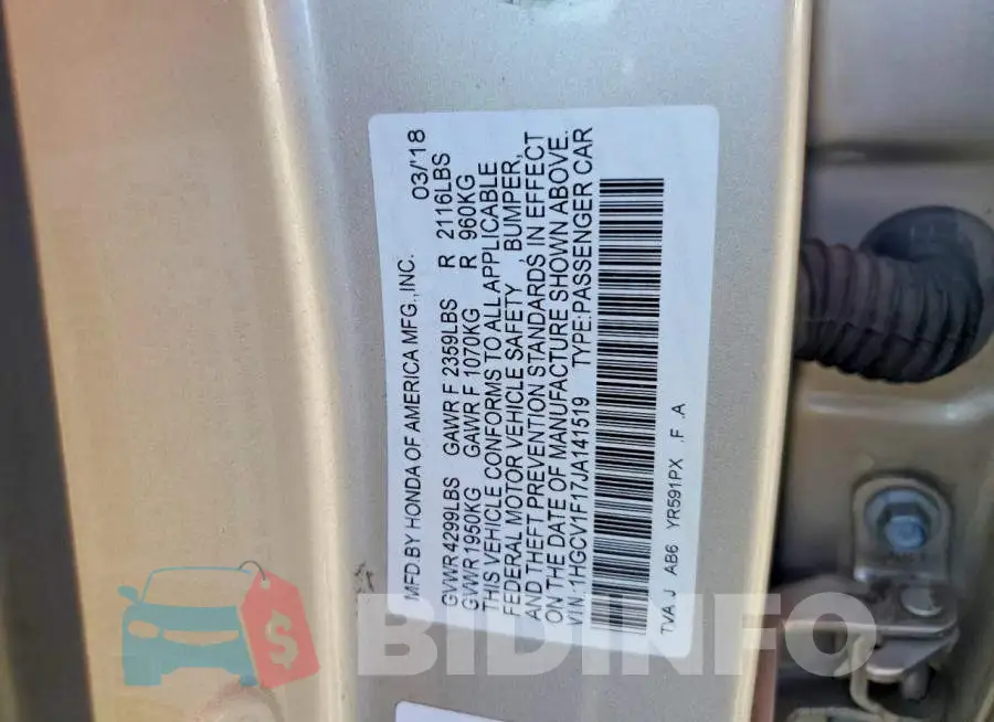 1HGCV1F17JA141519 Photo# 12
