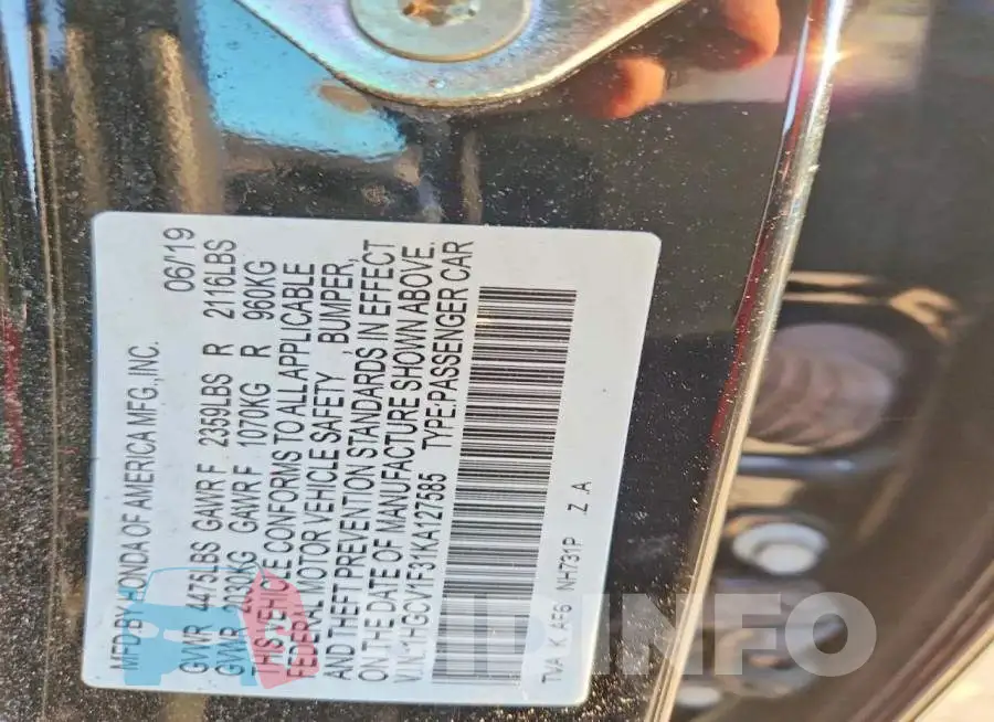 1HGCV1F31KA127585 Photo# 13