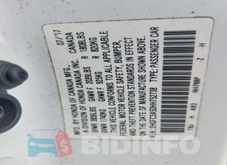 2HGFC3A50HH752738 Photo# 13