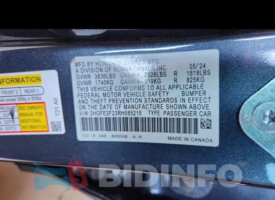 2HGFE2F23RH585215 Photo# 12