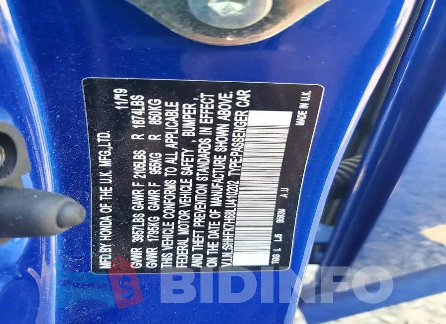 SHHFK7H68LU410202 Photo# 12