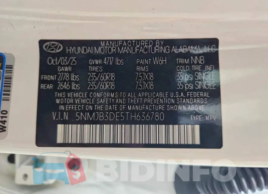 5NMJB3DE5TH636780 Photo# 14