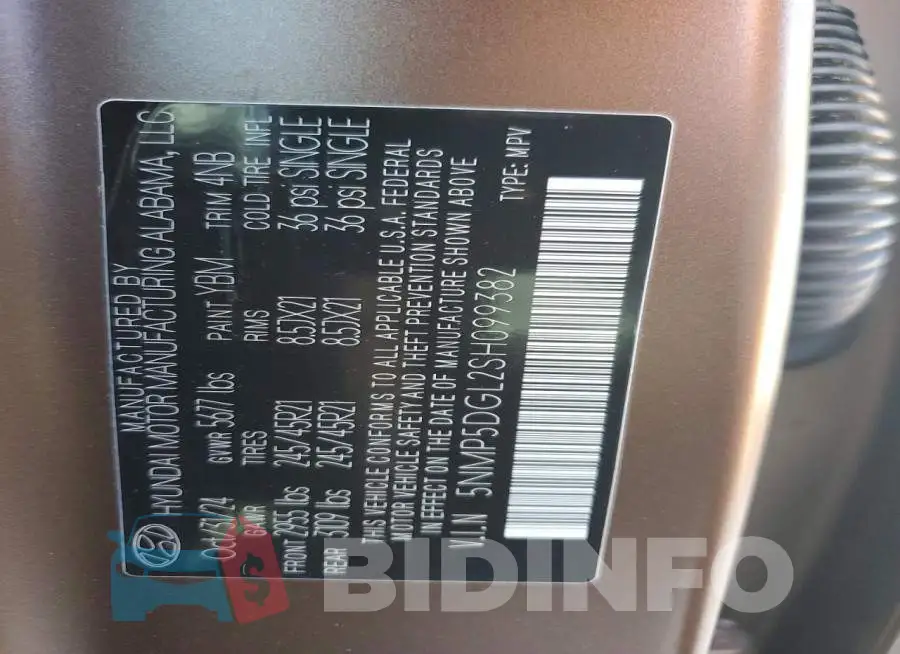 5NMP5DGL2SH099382 Photo# 14