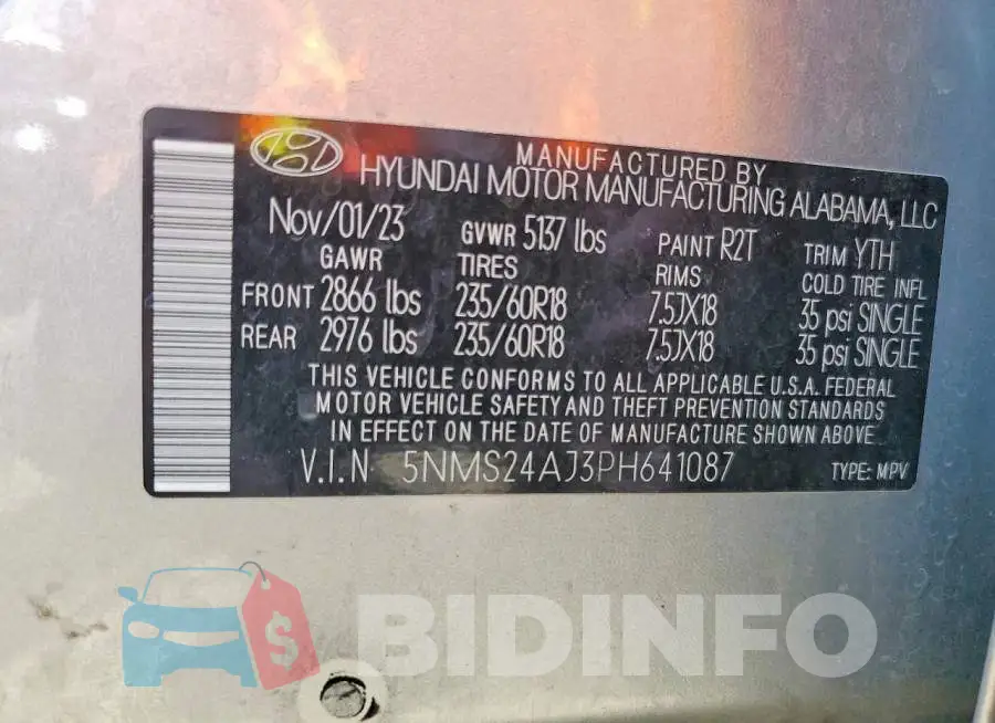 5NMS24AJ3PH641087 Photo# 12