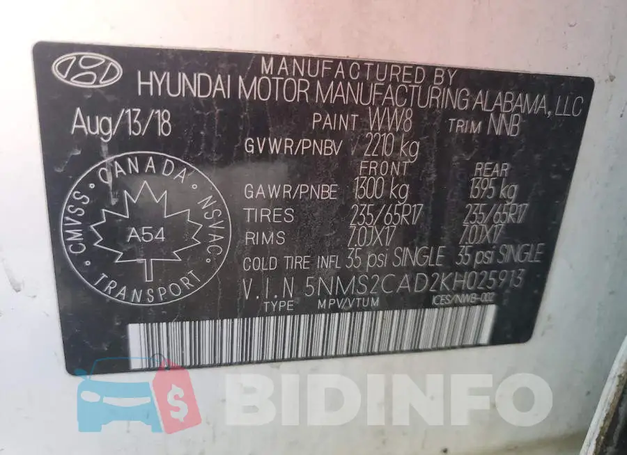 5NMS2CAD2KH025913 Photo# 14