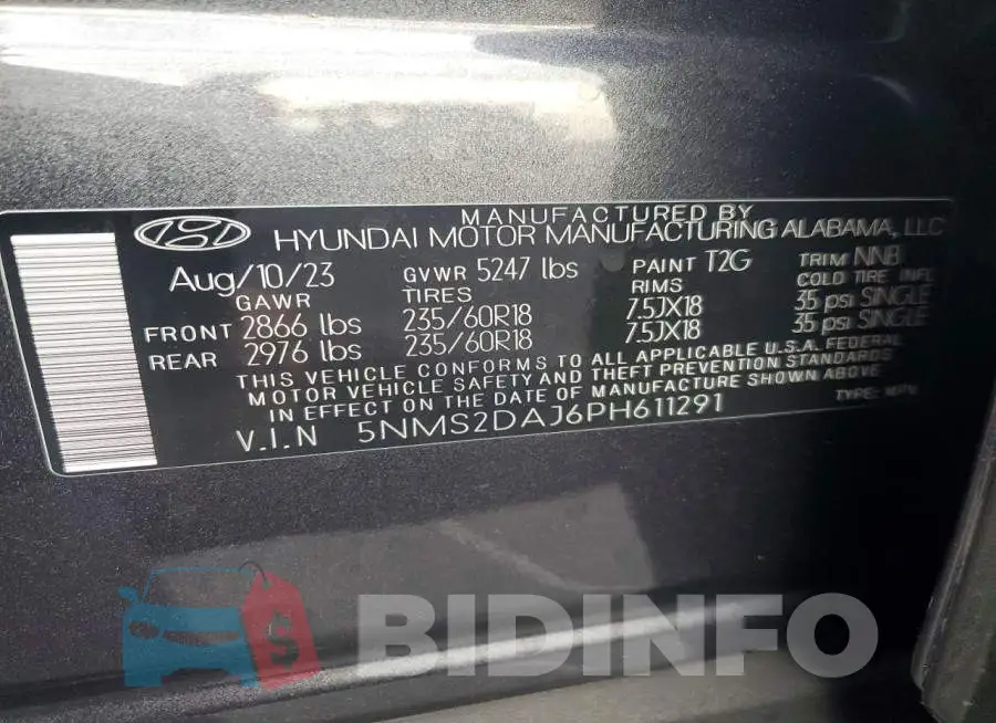 5NMS2DAJ6PH611291 Photo# 13