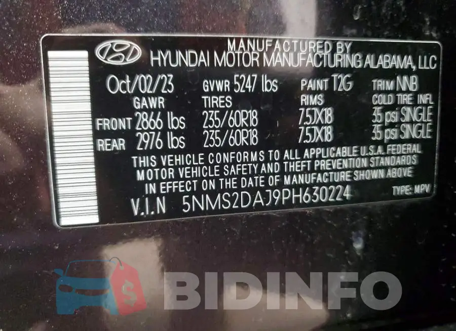 5NMS2DAJ9PH630224 Photo# 14