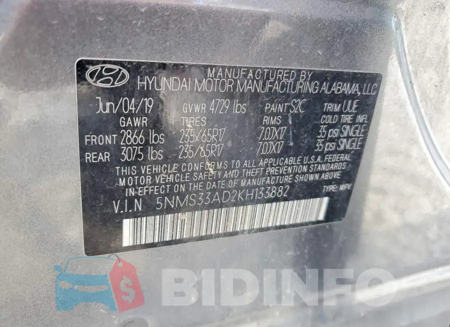 5NMS33AD2KH133882 Photo# 12