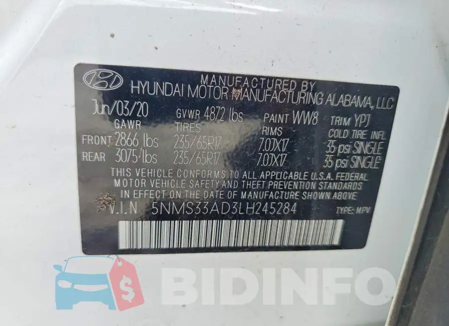 5NMS33AD3LH245284 Photo# 13