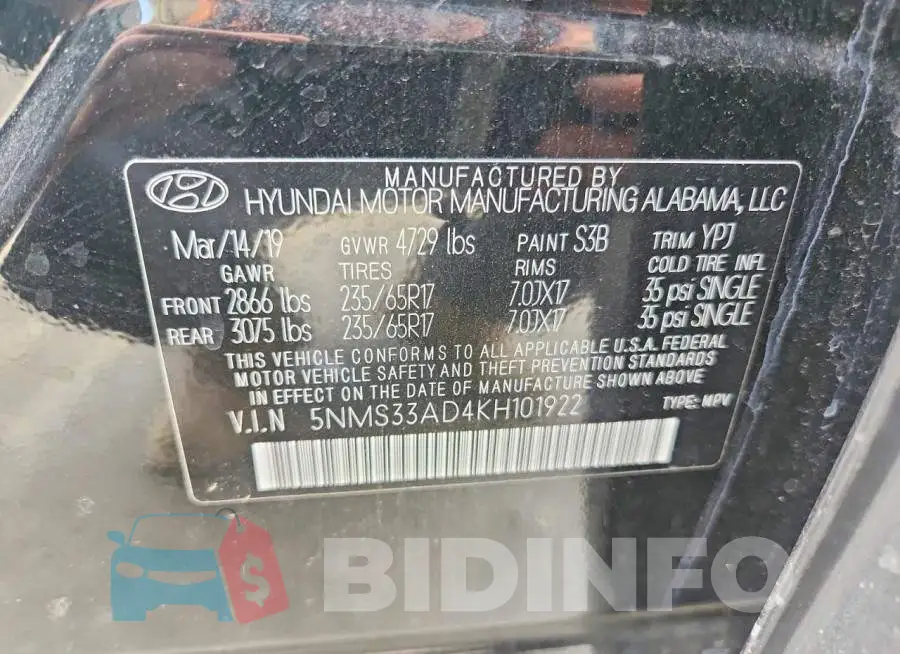 5NMS33AD4KH101922 Photo# 13