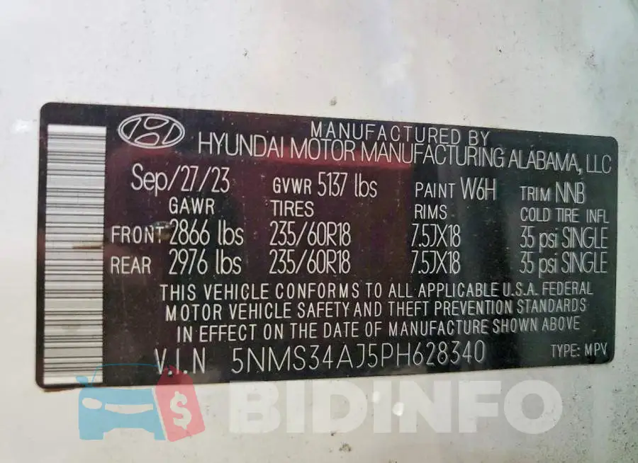 5NMS34AJ5PH628340 Photo# 13