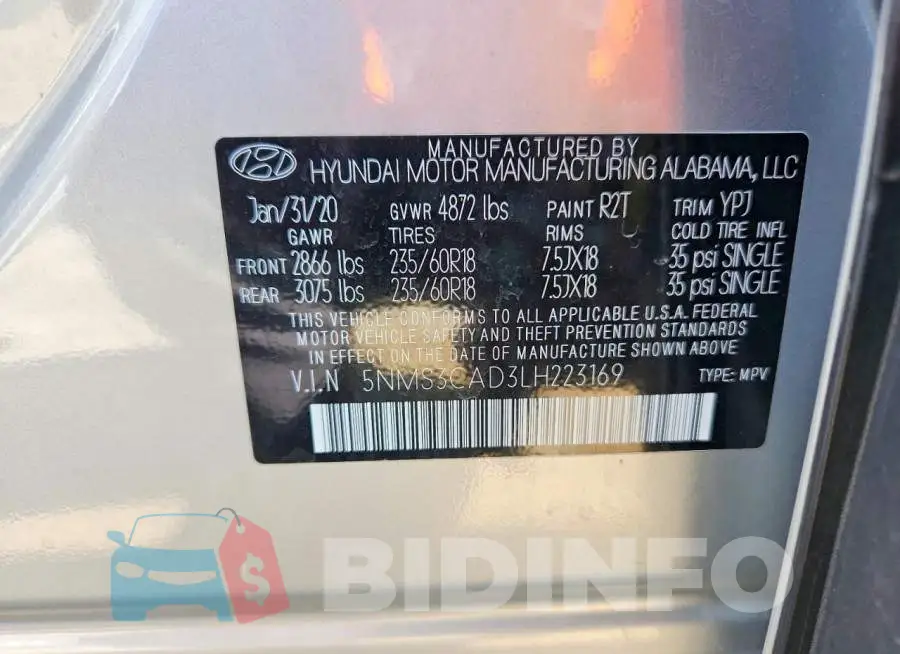 5NMS3CAD3LH223169 Photo# 12