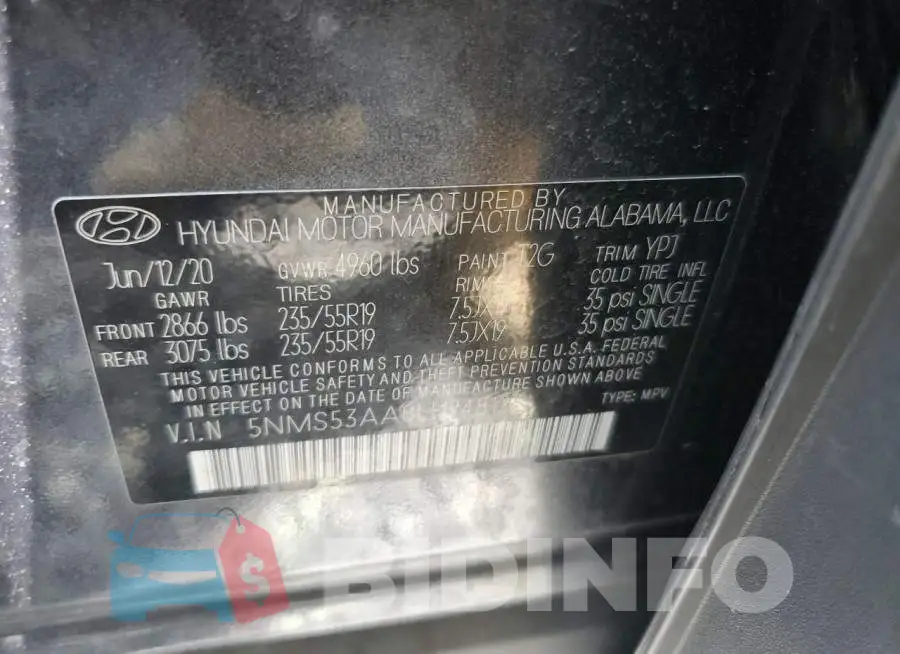 5NMS53AA0LH248126 Photo# 13