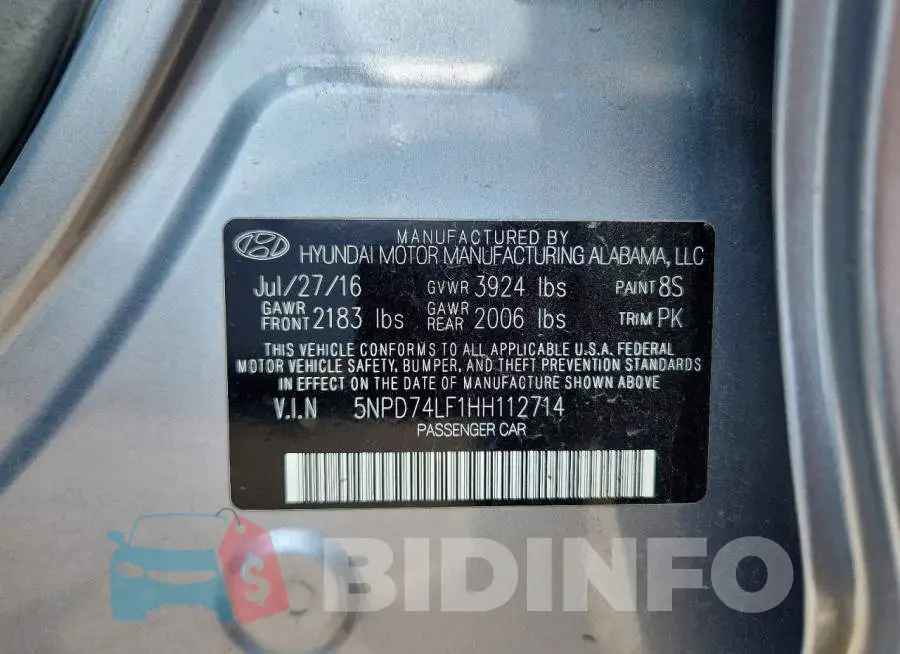 5NPD74LF1HH112714 Photo# 12