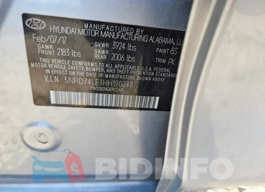 5NPD74LF3HH190248 Photo# 12