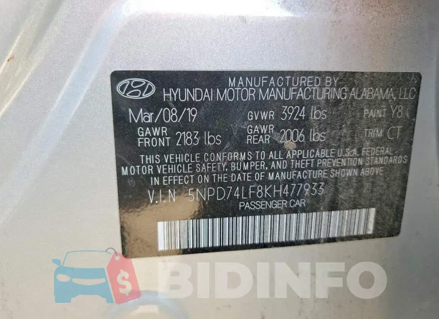 5NPD74LF8KH477933 Photo# 12