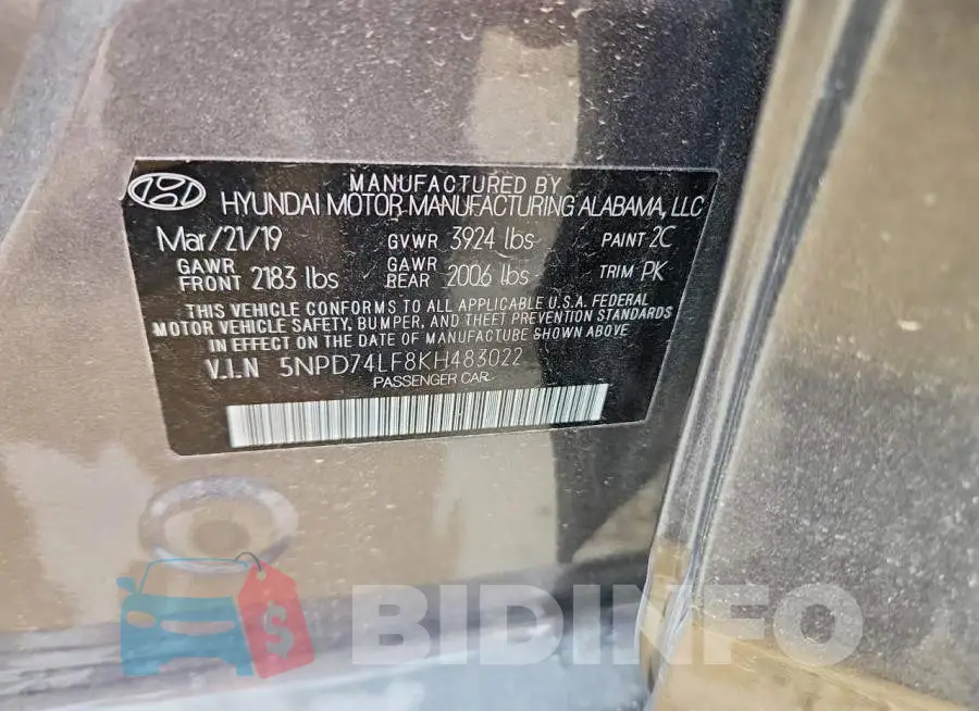 5NPD74LF8KH483022 Photo# 12
