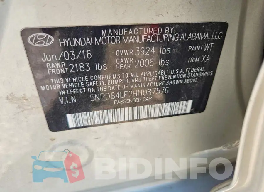 5NPD84LF2HH087576 Photo# 13