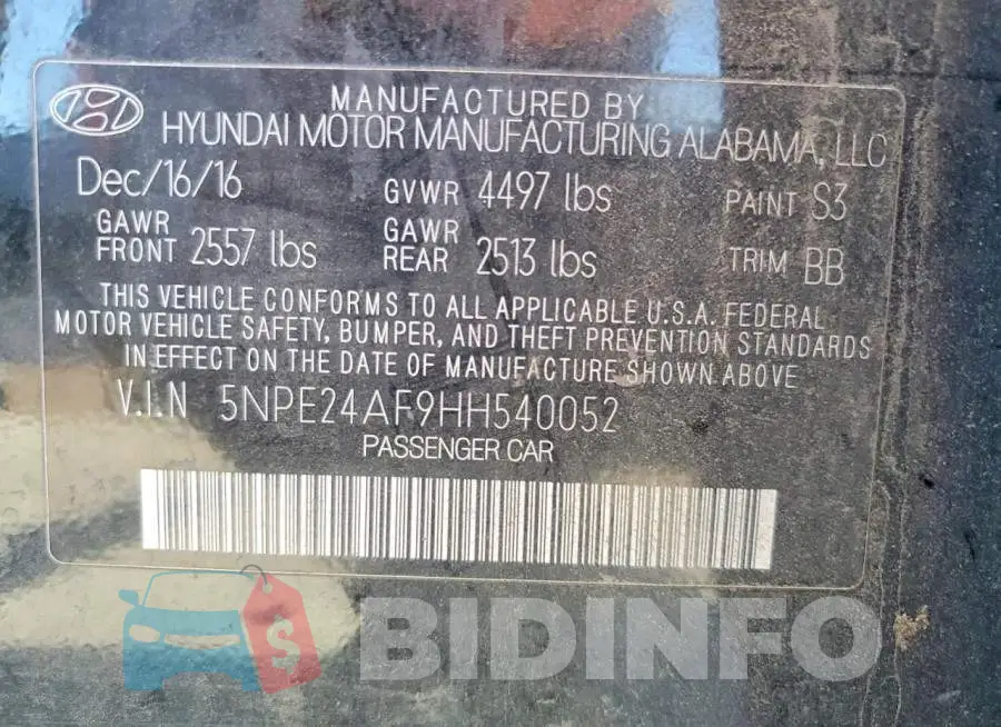 5NPE24AF9HH540052 Photo# 13