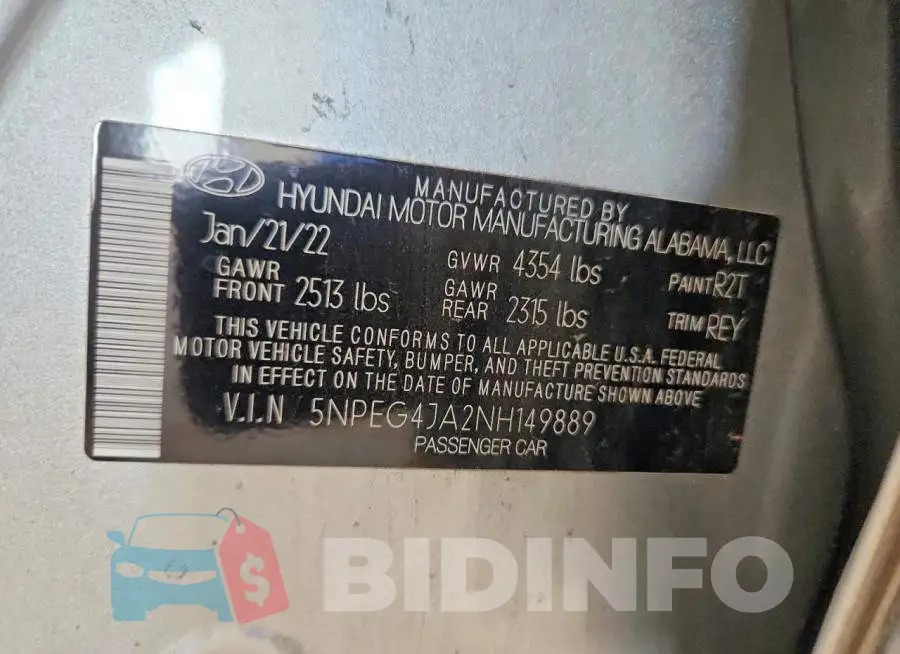 5NPEG4JA2NH149889 Photo# 12