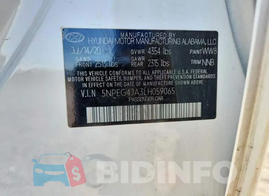 5NPEG4JA3LH059065 Photo# 13