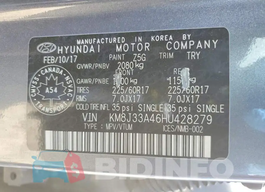 KM8J33A46HU428279 Photo# 13