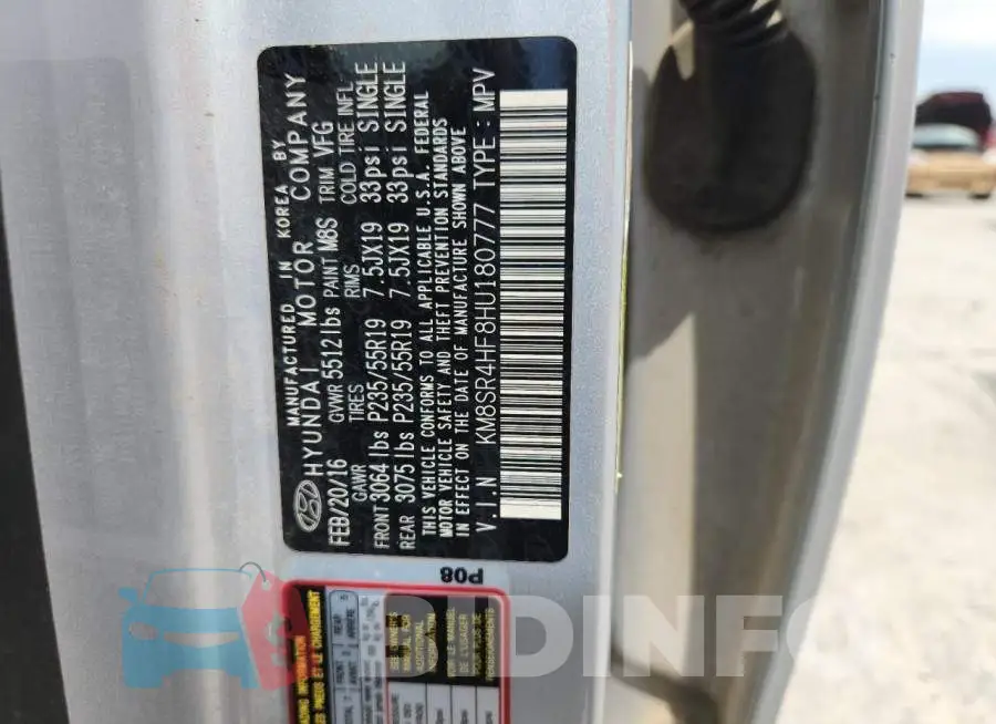 KM8SR4HF8HU180777 Photo# 13
