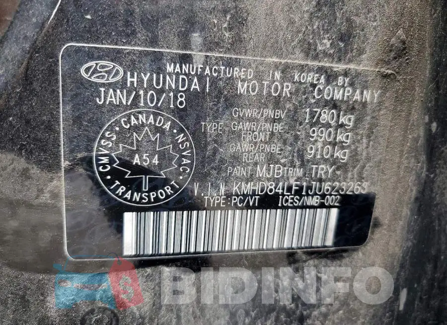 KMHD84LF1JU623263 Photo# 13