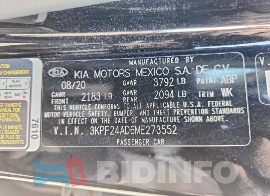 3KPF24AD6ME273552 Photo# 12