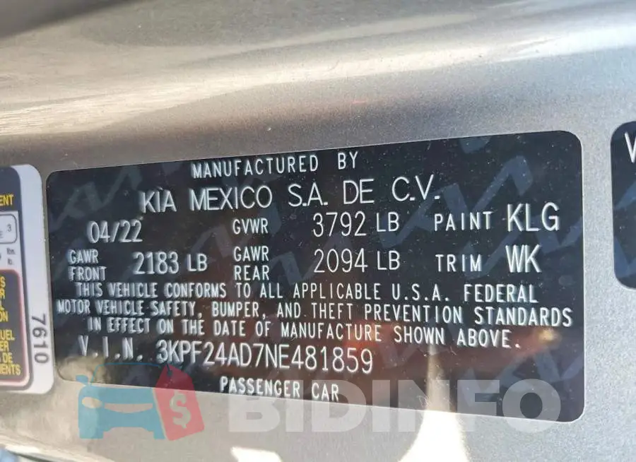 3KPF24AD7NE481859 Photo# 12