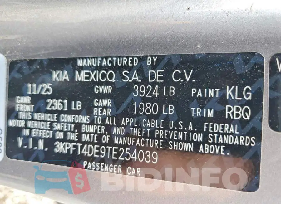3KPFT4DE9TE254039 Photo# 13