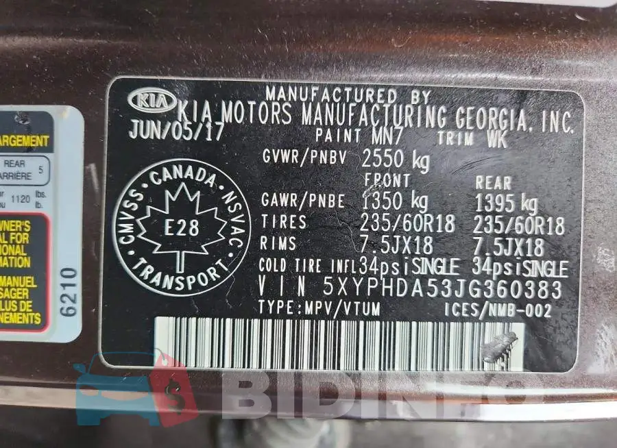 5XYPHDA53JG360383 Photo# 14