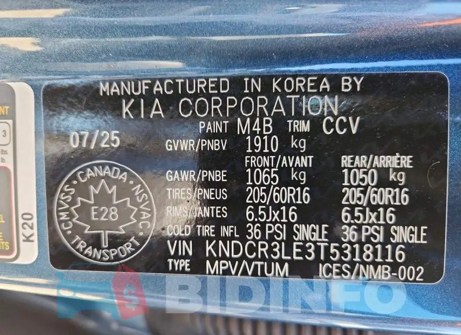 KNDCR3LE3T5318116 Photo# 13