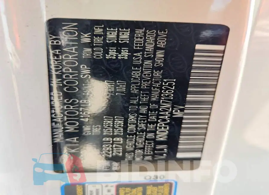 KNDEPCAA2M7136251 Photo# 14