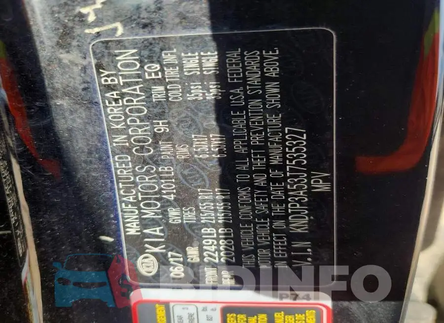 KNDJP3A53J7535327 Photo# 12