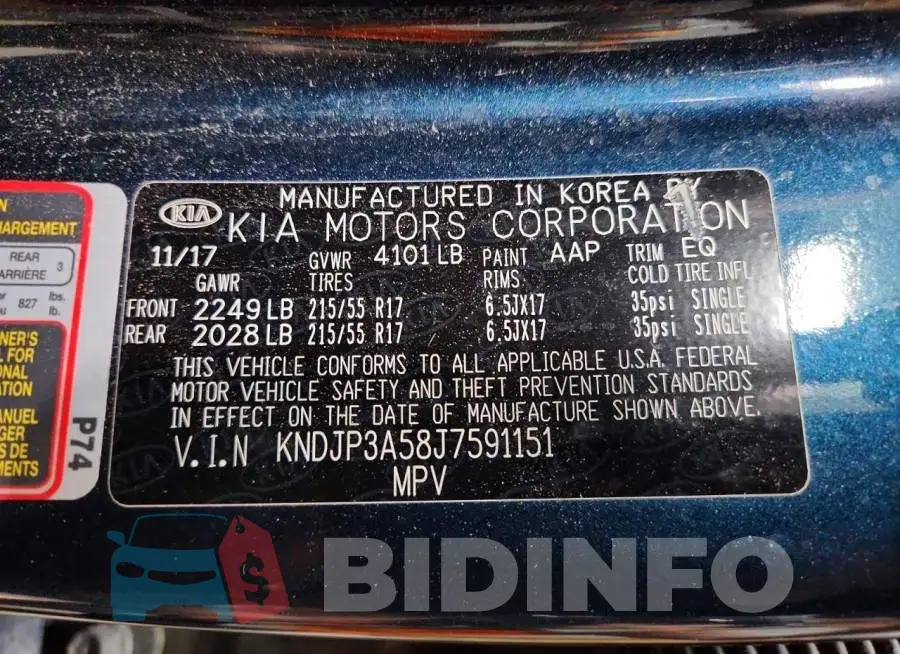 KNDJP3A58J7591151 Photo# 13